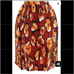 plus rust leopard print midi skirt